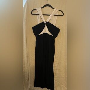Topshop Elegant Black and Cream Backless Dress